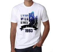 Homme Tee-Shirt Vivre À L'état Sauvage Depuis 1993 - Living Wild Since 1993 - 31 Ans T-Shirt Graphique Idée Cadeau 31e Anniversaire Vintage Année 1993 Nouveauté