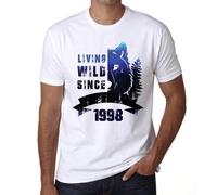 Homme Tee-Shirt Vivre À L'état Sauvage Depuis 1998 - Living Wild Since 1998 - 26 Ans T-Shirt Graphique Idée Cadeau 26e Anniversaire Vintage Année 1998 Nouveauté