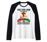 Homme This Cool Man Was Born in June Juneteenth Dad Papa Pop Oncle Manche Raglan