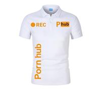 Homme Tricot De Corps PO.RN_HUB, Po.lo T-Shirt De Sport Respirant, Tee-Shirt Avec Imprimé Été Pour Street Casual, Polo chemise ajustée(White,L)