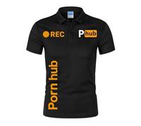 Homme Tricot De Corps PO.RN_HUB, Po.lo T-Shirt De Sport Respirant, Tee-Shirt Avec Imprimé Été Pour Street Casual, Polo chemise ajustée(Black,L)