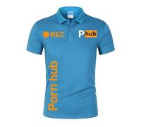 Homme Tricot De Corps PO.RN_HUB, Po.lo T-Shirt De Sport Respirant, Tee-Shirt Avec Imprimé Été Pour Street Casual, Polo chemise ajustée(Blue,L)