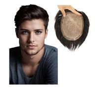 Homme Tropper Base en soie avec prothèse capillaire toupet PU for hommes | Perruque d'unité de système de remplacement de cheveux naturels véritables for hommes(15x20cm)