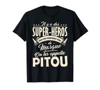 Homme Tshirt Pitou Super-Héros Fete des Grands Peres Humour Pitou T-Shirt
