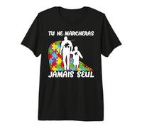 Homme Tu Ne Marcheras Jamais Seul Autisme Autiste Garçon Cadeau T-Shirt Haut de Gamme