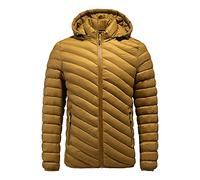 Homme Ultra léger Doudoune matelassée Hiver Veste en duvet Chaud Parka Coupe-Vent d'extérieur Blouson Manteau Matelassé Compressible avec capuche amovible Jaune L