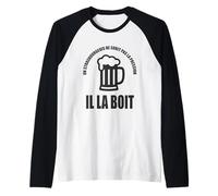 Homme Un Strasbourgeois ne subit Pas la Pression il la boit Humour Manche Raglan