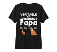 Homme Véritable et Authentique Papa Ours et Papa Poule T-Shirt Haut de Gamme