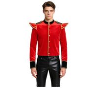 Homme Veste Costume Batteur Vapeur Manches Longues Dompteur Cirque Rouge L