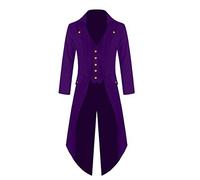 Homme Veste Costume Split Slim Fit Irrégulière Jacket Coat Manches Longues Steampunk Manteau Violet S