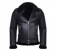 Homme Veste de Peau Mouton James en Cuir Mérinos Fourrure Véritable