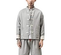 Homme Veste de Tang, de Brodés, Kung-Fu Vêtement, Chinois Jacket Gris XL