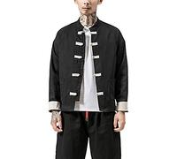 Homme Veste de Tang, de Brodés, Kung-Fu Vêtement, Chinois Jacket Noir M