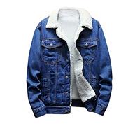 Homme Veste en Denim Chaude, Veste en Denim Doublure Polaire Sherpa Chaude Mode Plus Taille Outil Boutique Couleur Unie Épais Manteau d'Hiver Confortable Parkas Veste Bomber Militaire, noir foncé, 3XL