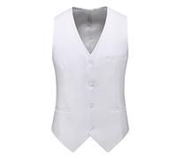 Homme Veste sans manches Grande Taille Formel Gilet de Western Costume Hauts sans manches élégants Gilets de costume de dîner de mariage d'affaires Blanc S