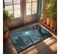 HommeCave Decor A Silver Robot Stands Before A Haunting Tree Under A Full Moon Paillasson Spring Welcome Mats Outdoor Man Cave Decorations (65 x 90 cm)