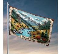 HommeCave Decor Mount Hood : Nature'S Majesty In New Zealand Flag Man Cave Rules Retro Room Decor (120 x 180 cm)