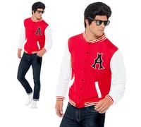 Smiffy's Veste letterman universitaire des années 50 Homme Rouge Taille L Halloween