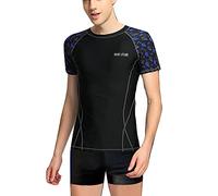 Hommes 2 pièces Ample Grande Taille Séchage Rapide Maillot de Bain T-Shirt à Manches Courtes à col Rond et Short Boxer Quick Drying Natation Surfing Combinaisons Plongée Surf 4 M