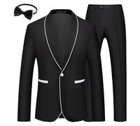 Hommes 2 pièces chall Lapel Smoking Un Bouton Couleur Blazer et Pantalon Ensemble de soirée Prom Business dîner Costumes