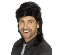Perruque Mullet Jason Noire Annees 80 - Noir noire G