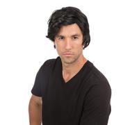 Hommes 80s Boys Band Perruque Noir Côté Motif Accessoire Déguisement