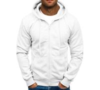 Hommes à Capuche Zip Cardigan Veste à Capuche à Manches Longues Sport Résistantes Hoodies Sweatshirt Pull Tops Sweat avec Poches Loisirs Sport Fitness Outdoor Basic Casual, Blanc, S