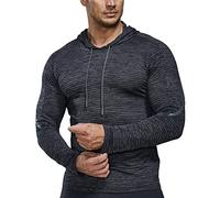 Hommes À Manches Longues Compression Chemises de Course des Sports Sweats à Capuche Dry Fit Aptitude Haut 21801 Noir L