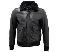 Hommes A2 Noir Nappa Blouson en cuir avec col amovible en peau de mouton