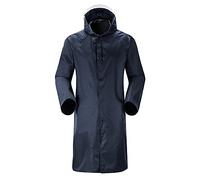 Hommes Adulte Long travail extérieur étanche Poncho Manteaux de pluie avec bande réfléchissante au dos, Poids léger Réutilisable Coupe-vent imperméable avec capuche et manches longues Marine XL