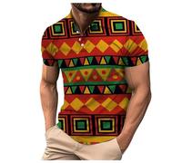 Hommes Africain Chemise Imprimée Traditionnelle Chemises Décontractées à Manches Courtes Luxueux Vêtements Dashiki Imprimés Montre à Quartz Hommes, Orange, L