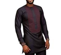 Hommes Africain Grande Taille Tenues 2 pièces Hommes Bleu Ankara vêtements Costume Traditionnel Chemise et Pantalon Dashiki Costume Ensembles