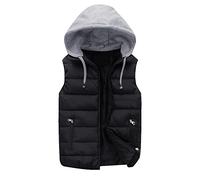 Hommes Automne et Hiver Mode décontracté Poche zippée à Capuche sans Manches Coton rembourré Veste Gilet Haut Gilet Homme sans Matelassé