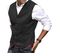 Hommes avec Poches Costume Gilets Gilet Décontracté Formel pour Robe Costume Mariage Fête Affaires, Black, 3XL