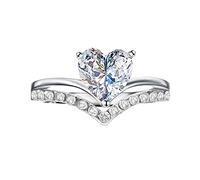 Hommes Bagues Rouge Noir Fiançailles Bague en Diamant Zircon pour Femmes Personnalisé Princesse en Forme de Cœur Bagues pour Femmes, 10, Alliage de zinc, Aucune pierre précieuse