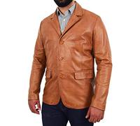 Hommes Blazer en Cuir Cognac Véritable Agneau Veste Costume Dîner Style Manteau Dean (S - EU 46)