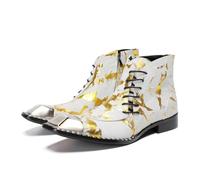 Hommes Bottes De Cowboy Chaussures en cuir faites à la main de couleurs mélangées for hommes, bottes de cowboy occidentales, bottines à lacets, chaussures de fête et de mariage for hommes(Camel,8)