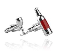 Hommes Boutons de manchette Personnalité de la mode Bouteille rouge et boutons de manchette en verre de vin pour robe Chemise de mariage Affaires Bouton de manchette Cadeau Présent La mode est traitée