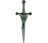 Hommes Broche de Kilt Pin Coo en Finition Polie sur Claymore Épée Étain 4in Fabriqué en Ecosse