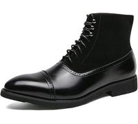 Hommes Brogue Style Wingtip Oxford Botte Rivet Moto Cheville Bottes, Black, 6 UK
