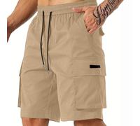 Hommes Cargo Shorts Légers Slim Fit Pantalon Court Confortable Sport Respirant Shorts d'Été Randonnée Classique Short avec Poches Latérales Couleur Unie Multi-Taxes Court Bermuda, kaki foncé, XL