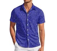 Hommes Carnaval Club Paillettes Mode Numérique 3D Imprimé Manches Courtes Revers Boutonné Petit Haut Chemise à Paillettes pour Homme Slim Chemises pour Homme Fit Costume Parfait pour Party Disco