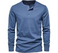 Hommes Casual à Manches Longues Chemises Henley T-Shirt en Coton Mode Puni T-Shirt à Col Rond Boutons Tee Tops Chemises Henley Ajustées pour Hommes Chemises Henley à Manche, E-Grey 1, M