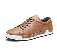 Hommes Casual Cuir Skateboard Fashion Chaussures Dentelle Talons Hauts Chaussures Antidérapantes Business Fashion Floor Comfort Sneakers,Jaune,48 EU