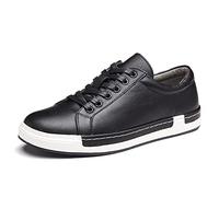 Hommes Casual Cuir Skateboard Fashion Chaussures Dentelle Talons Hauts Chaussures Antidérapantes Business Fashion Floor Comfort Sneakers,Noir,46 EU