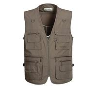 Hommes Casual Gilet de Plein air,Hwalleum Homme Multifonctionnel Grande Taille Veste sans Manches Été Respirant Séchage Rapide Multi-Poches Gilets Extérieurs pour le Travail Voyager Pêche Photographie