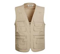 Hommes Casual Gilet de Plein air,Hwalleum Homme Multifonctionnel Grande Taille Veste sans Manches Été Respirant Séchage Rapide Multi-Poches Gilets Extérieurs pour le Travail Voyager Pêche Photographie