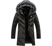 Hommes Casual Léger Jacet Fourrure Slim Fit Doublé Hiver Para Polaire Cache-Corps Hiver Chaud Pêche Jacet Coupe-Vent Eau Sports De Plein Air Léger Rembourré, 0b-Army Green, L
