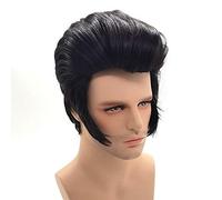 Hommes chanteurs de rock Elvis Aron Presley perruque Cosplay Elvis Presley noir cheveux courts Costume de fête perruque + casquette de perruque taille unique Elvis Aron Presley