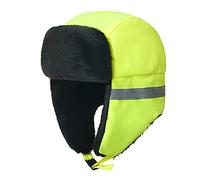 Hommes Chapka Haute visibilité d'hiver Aviateur en Faux Cuir Fausse Fourrure Trapper Femmes Earflap Chasse Casquette Adulte Unisex Orange Jaune (58CM, Jaune)